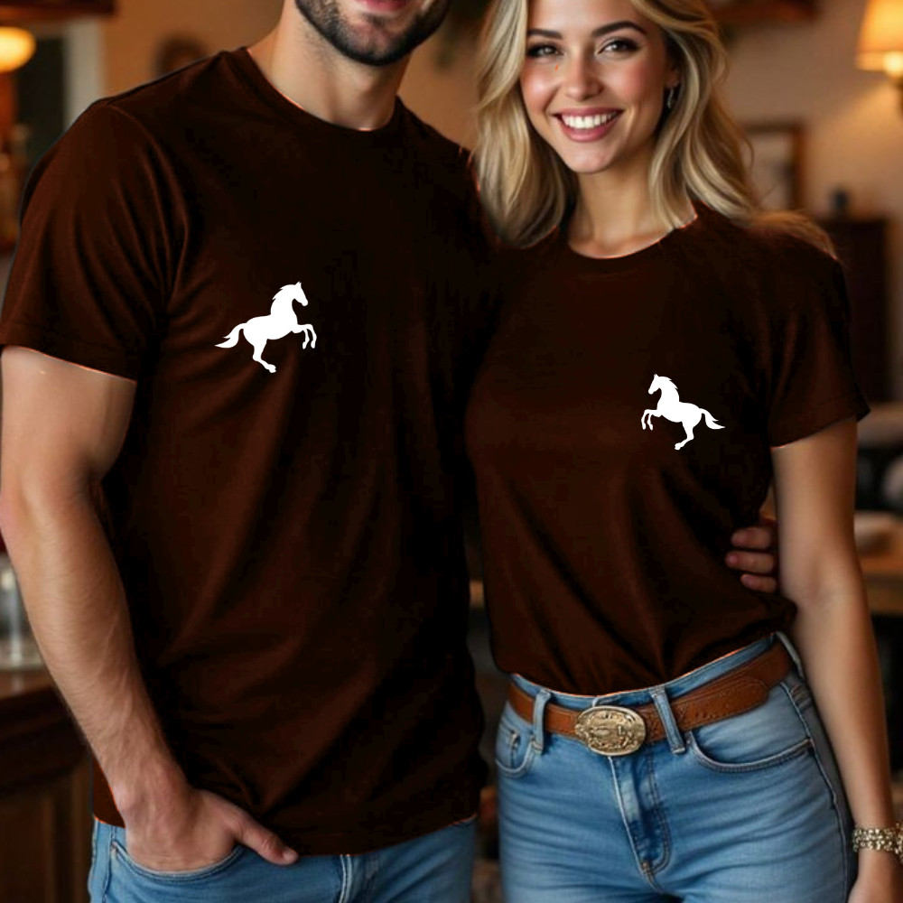 Camiseta De Algodão Silhoueta Cavalo e Égua Peito Amor Afeto Linda Presente Namorados Relacionamento em Oferta na Shopee