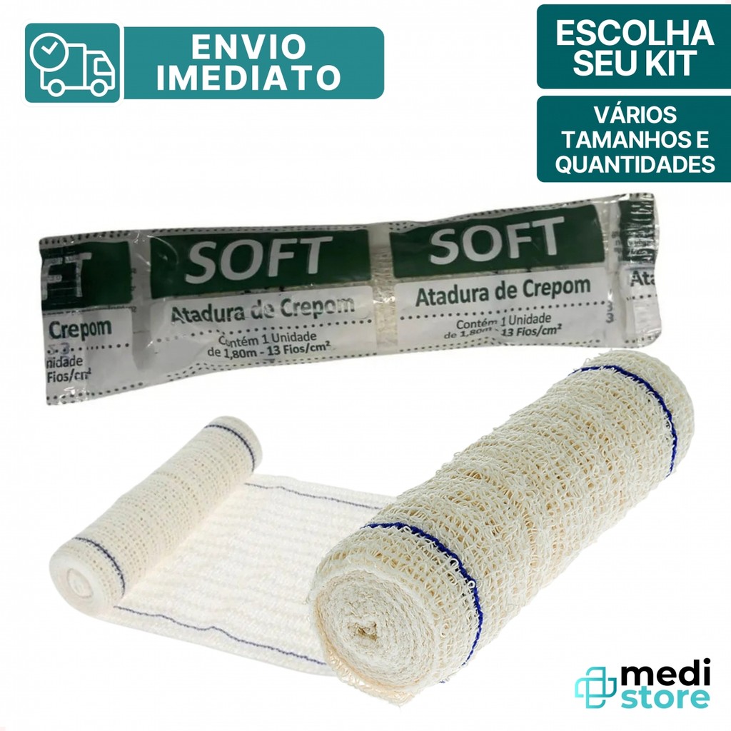 Atadura de Crepom (120 ROLOS) 13 Fios 15cm X 1,80m da Erimax - Envio Imediato