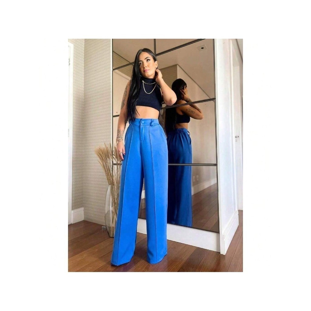 Calça Feminina Com Elástico Na Cintura Lycra Chique Anitta Carnaval Camisa Branco Bordada