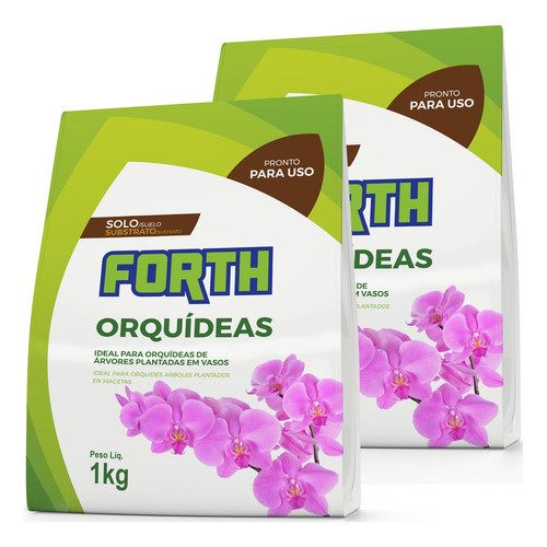 KIT 2 ADUBO FERTILIZANTE FORTH SUBSTRATO ORQUIDEA 1KG