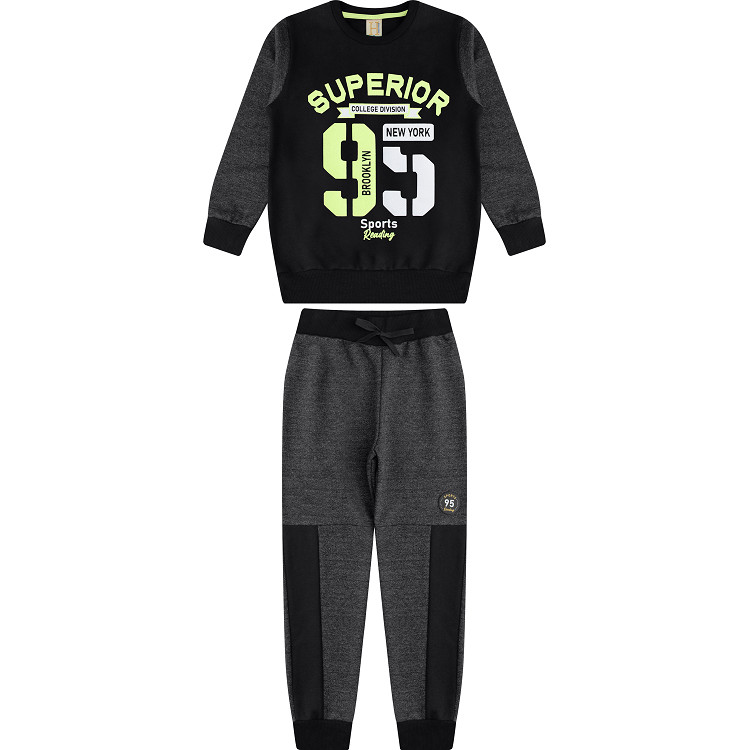 14782   - CONJUNTO INVERNO INFANTIL MASCULINO CASACO MOLETOM MOLINE COM ESTAMPA SPORTS E CALCA COM RECORTES TAM 4 6 8