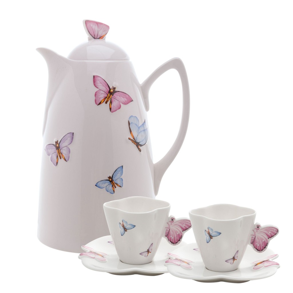 Kit Garrafa Térmica + 6 Xícaras de Café Borboleta Wolff
