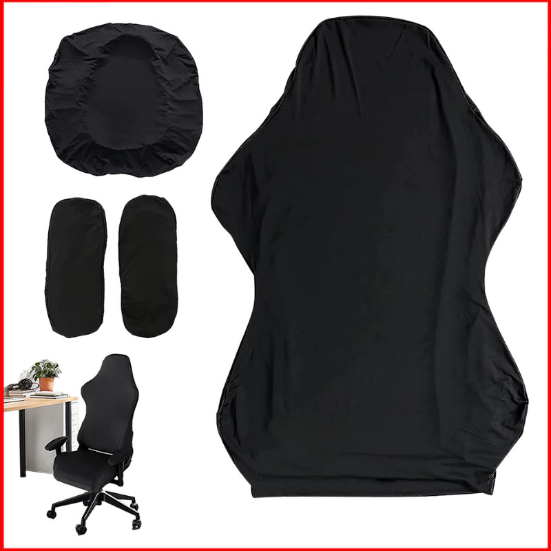 Capas para cadeira de jogos, conjunto de capas de cadeira de jogos, com capas de braço - 4 peças (sem cadeira) Preto