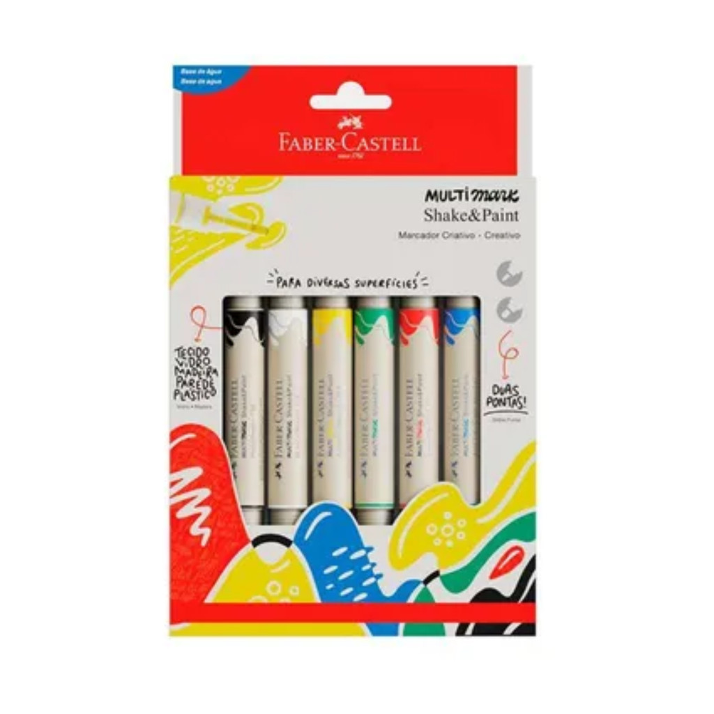 Marcador Faber-Castell Multimark Shake & Paint 6 Cores