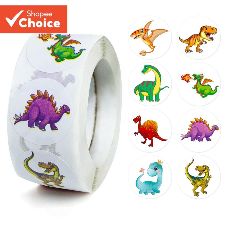 Adesivos De Dinossauro 1 Rolo De 500 – Lindas Etiquetas De Vedação Para Crianças , Sacos De Presente , Envelopes E Recom