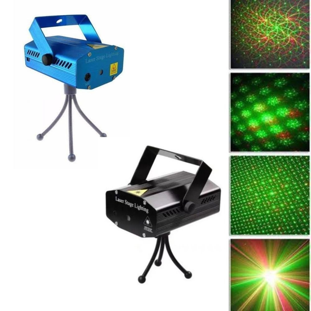 Mini Laser Stage Lighting Projetor Raio Holografico Dj Festa Balada Luzes 08 110/220v