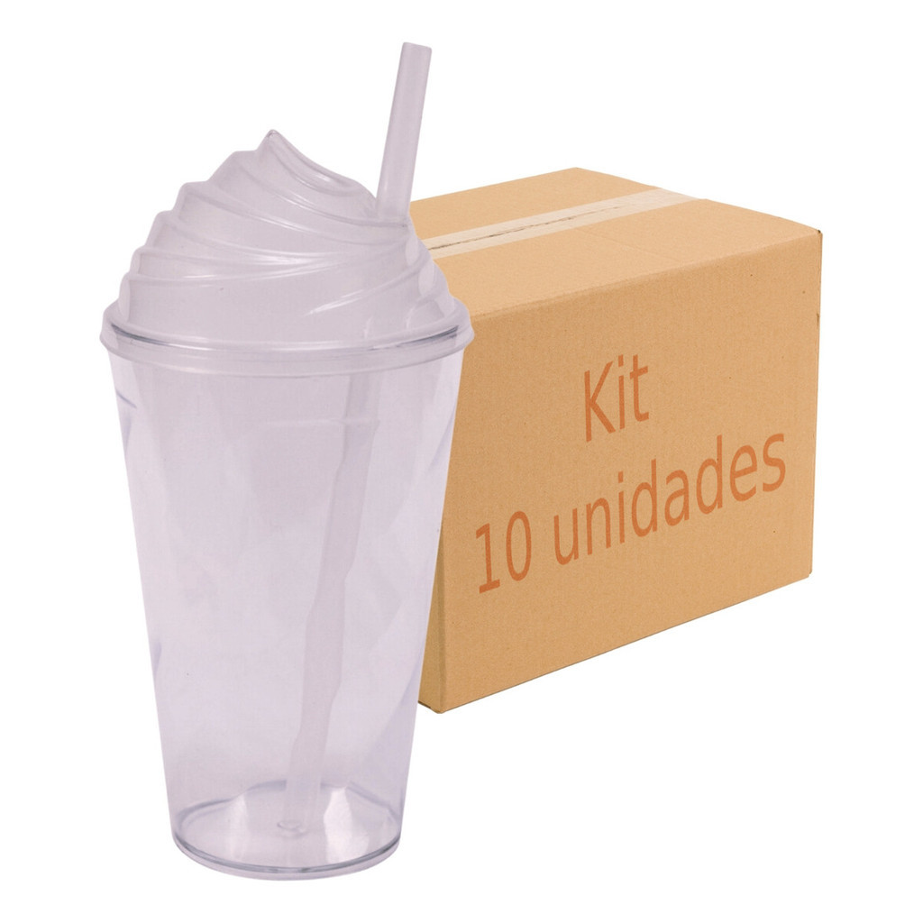 Kit 10 Copo Twister 300 Tampa Chantily Canudo Atacado Varejo Direto Fabrica Brinde Lembrancinha Show