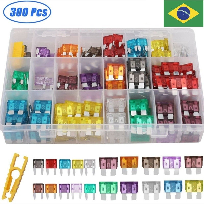 300 Pcs Conjunto Sortido Perfil De Tamanho Médio Lâmina Fusível Carro Auto Caminhão 2-40A Com Caixa Clipe em Oferta na Shopee