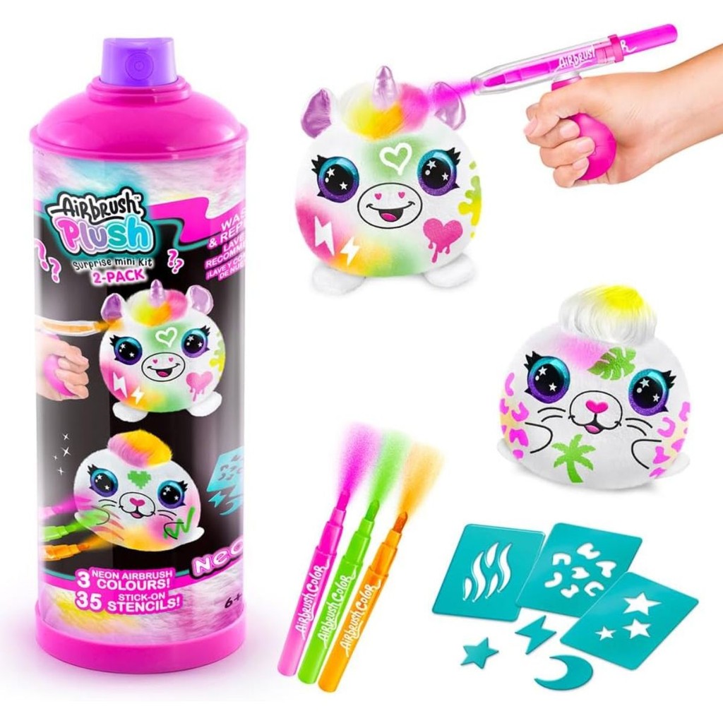 Kit 2 Mini Pelúcias Neon Surpresa Airbrush - Fun Divirta-se em Oferta na Shopee