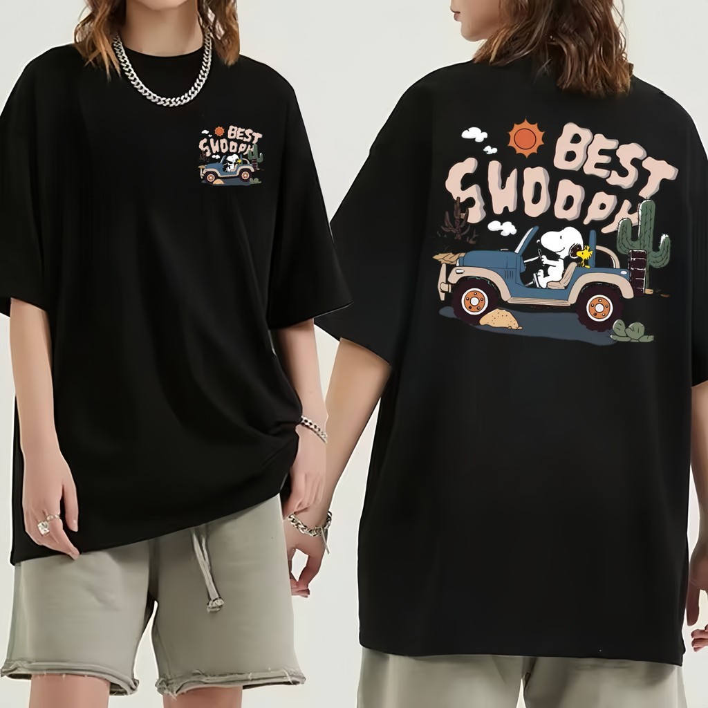 Camiseta Premium em Algodão PuroSISI Camiseta Oversized masculina streetwear Cartoon Snoopy#3