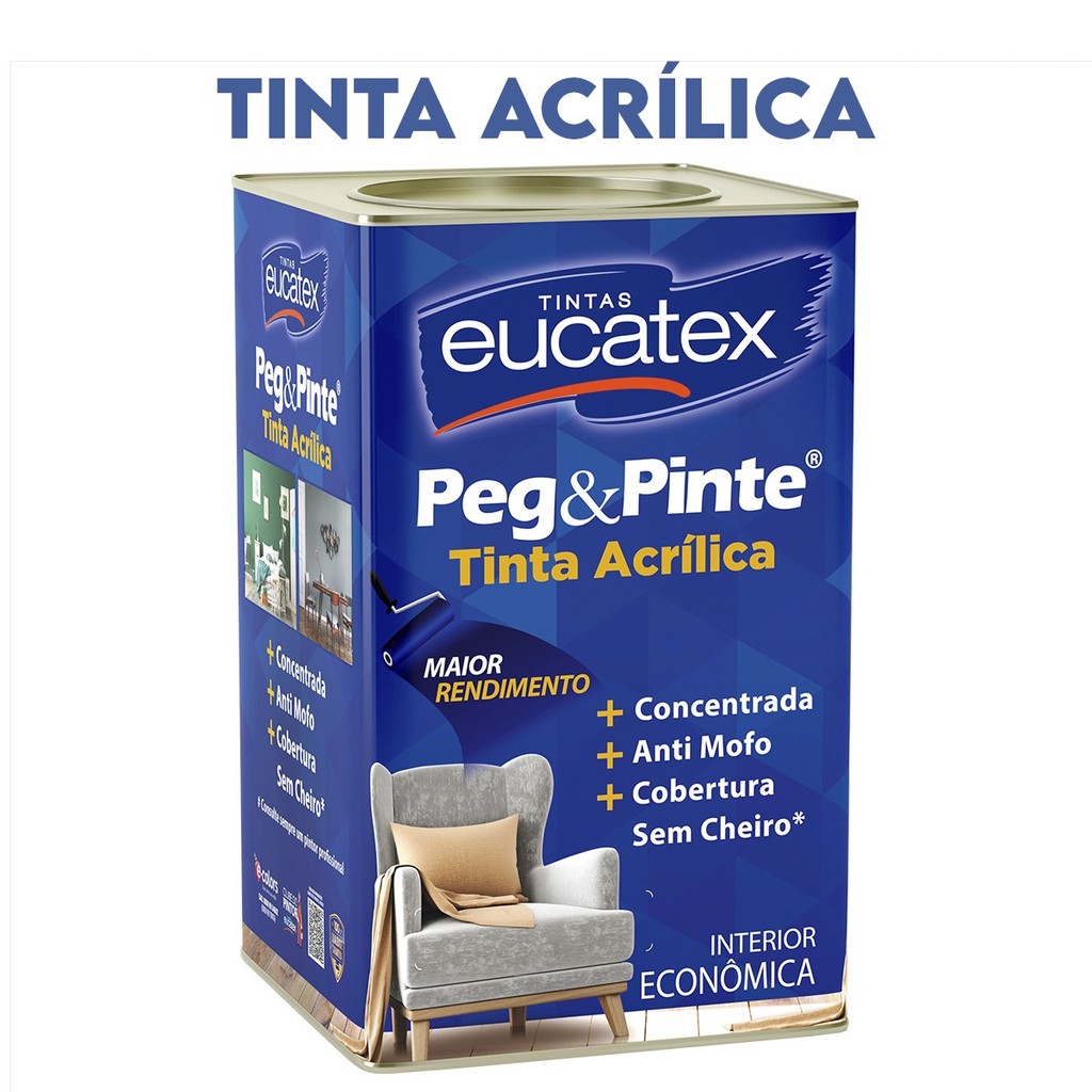 Tinta Acrílica Peg & Pinte 18L Branco Sem Cheiro Eucatex