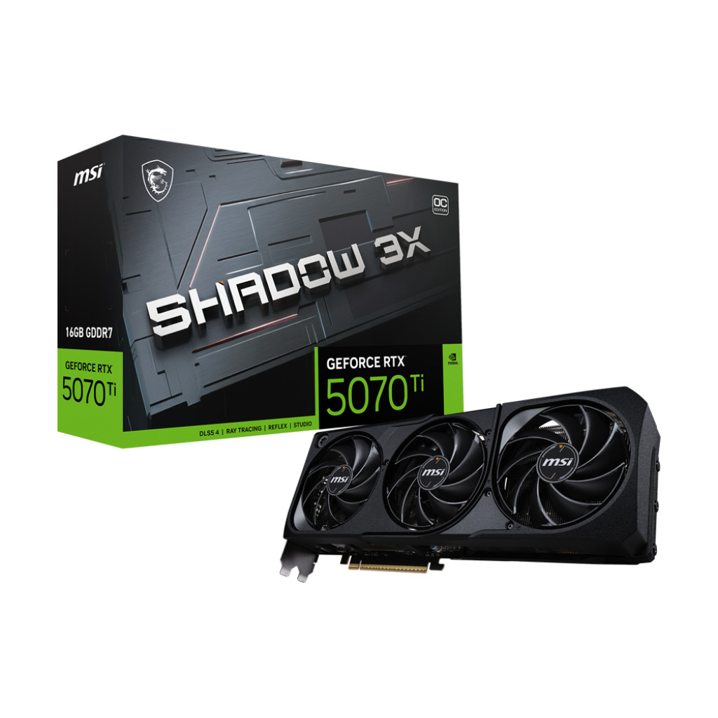 Placa de Vídeo MSI NVIDIA GeForce RTX 5070TI SHADOW 3X OC, 16GB, GDDR7, 256 Bits - 912-V531-097