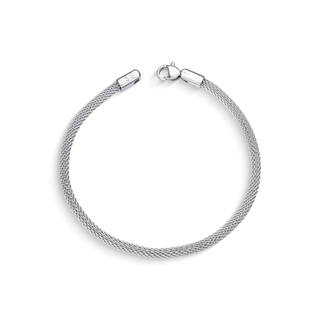 Pulseira Malha Italiana de Aço Inoxidável Prata em Oferta na Shopee