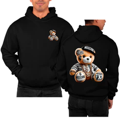 Agasalho De Frio Gorro E Bolsos Urso Estiloso Boné 100% Algodão Flanelado Premium Cores Top