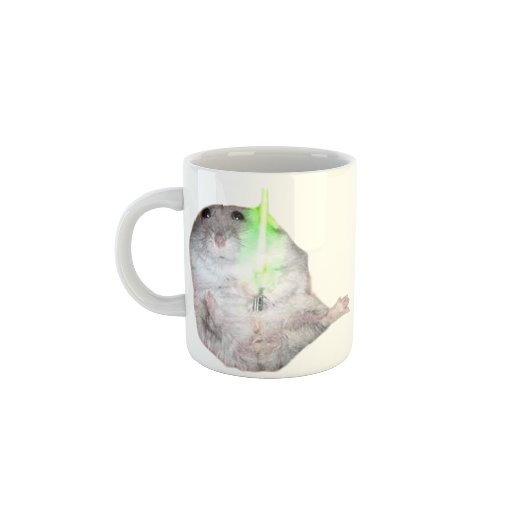 Caneca Meme Hamster com sabre de Luz