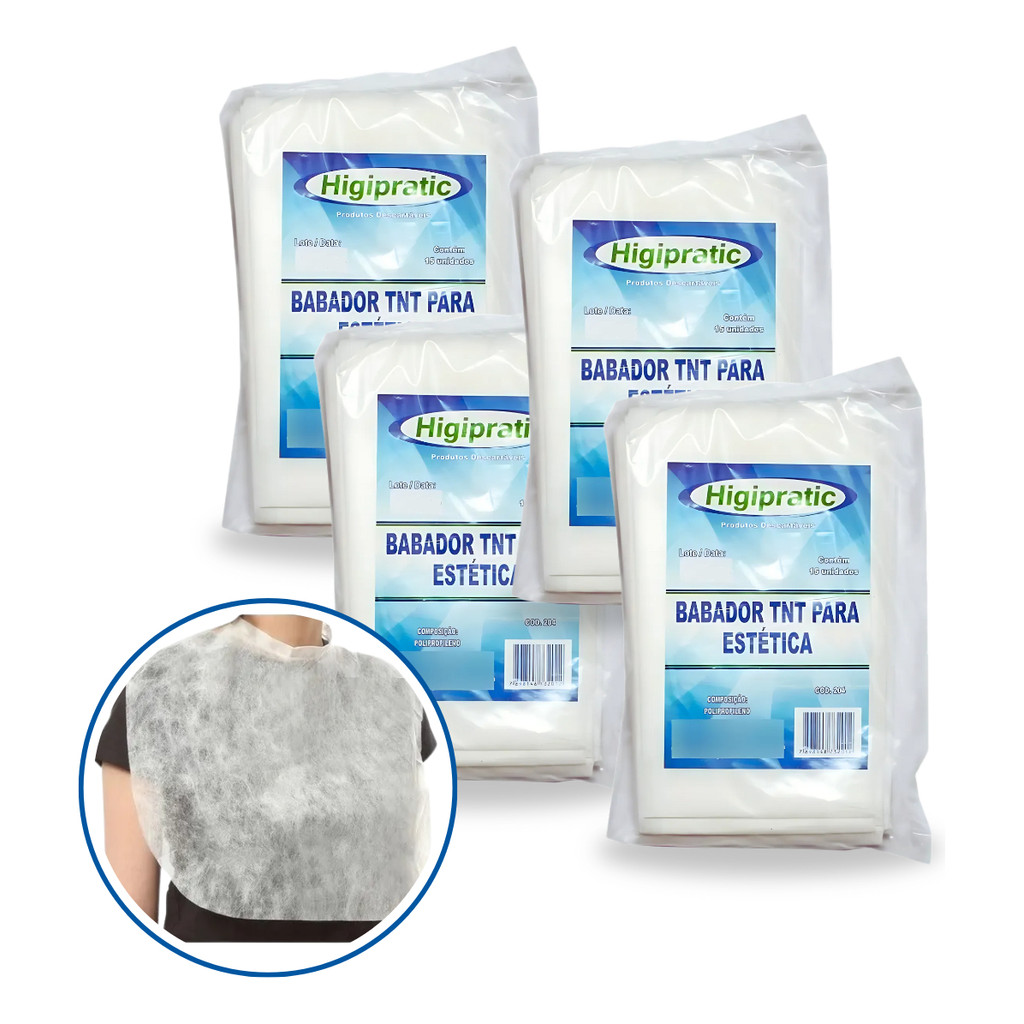 60 Babador Tnt Para Estética 4 Pct C/15 Unidades Higipratic em Oferta na Shopee