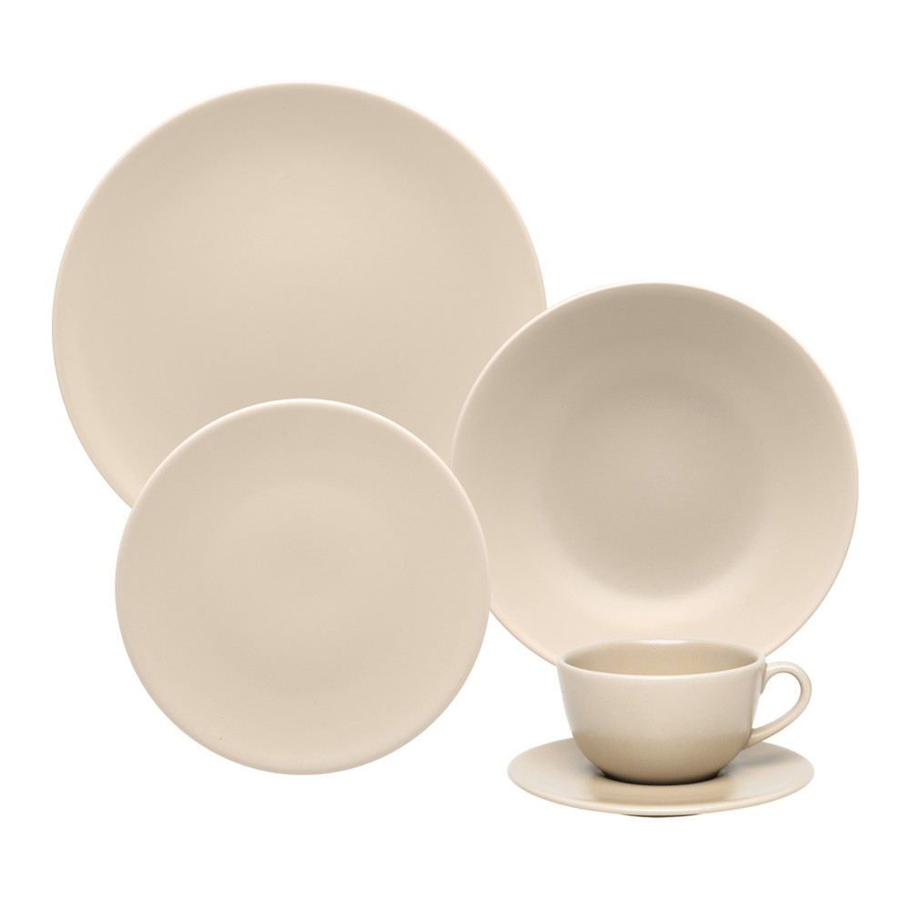 Aparelho de Jantar de 20 Peças em Cerâmica Unni Merengue Oxford Mesa Posta