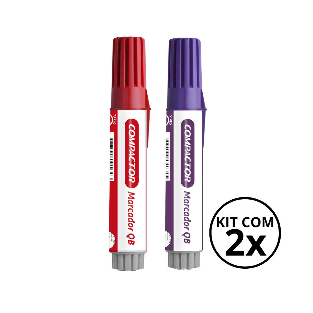 Kit com 2 Marcadores Para Quadro Branco - COMPACTOR COR:VERMELHO+VIOLETA em Oferta na Shopee