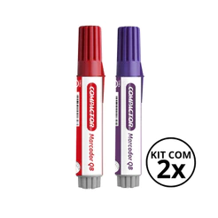 Kit com 2 Marcadores Para Quadro Branco - COMPACTOR COR:VERMELHO+VIOLETA