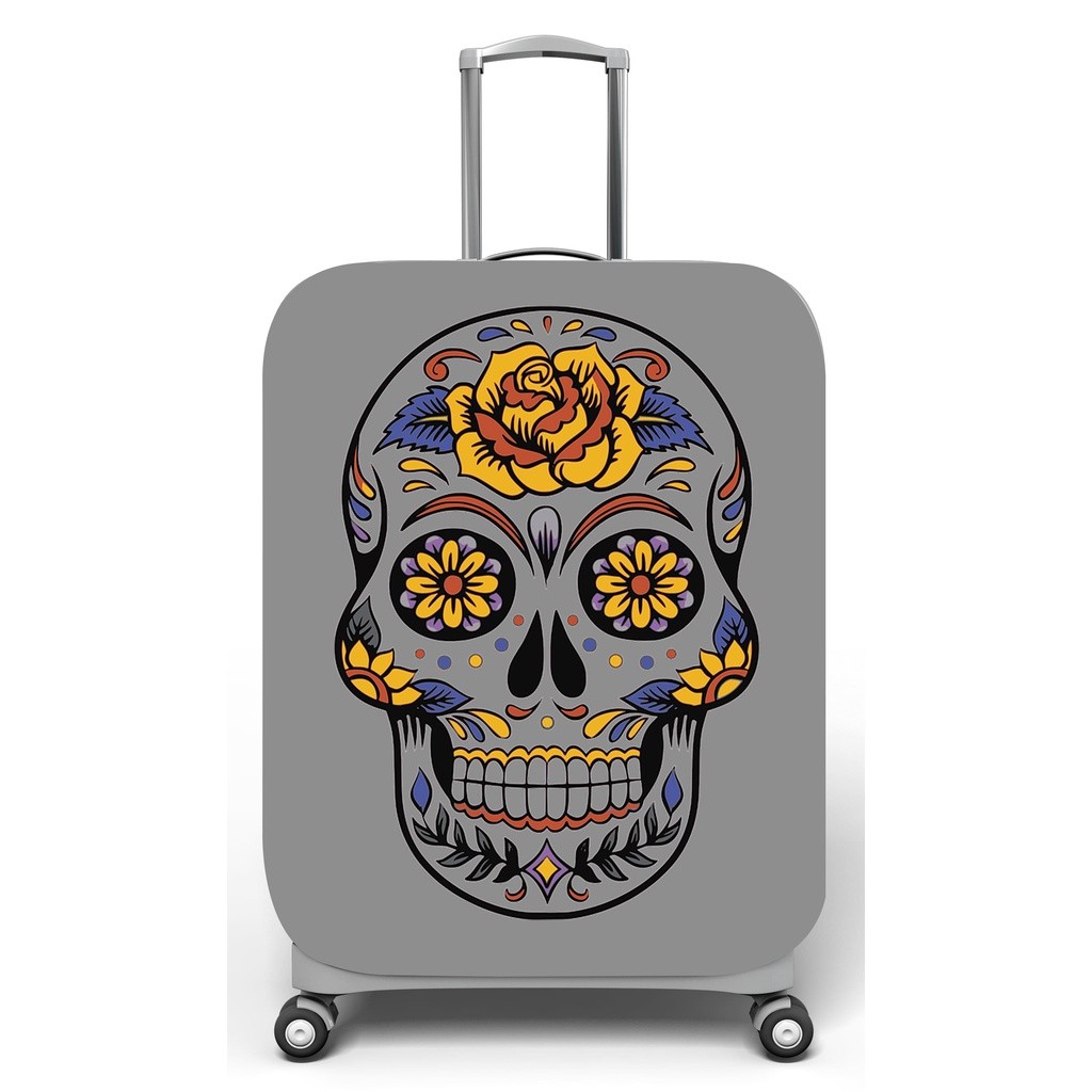 Capa para mala de viagem Caveira Mexicana Cinza e Amarelo