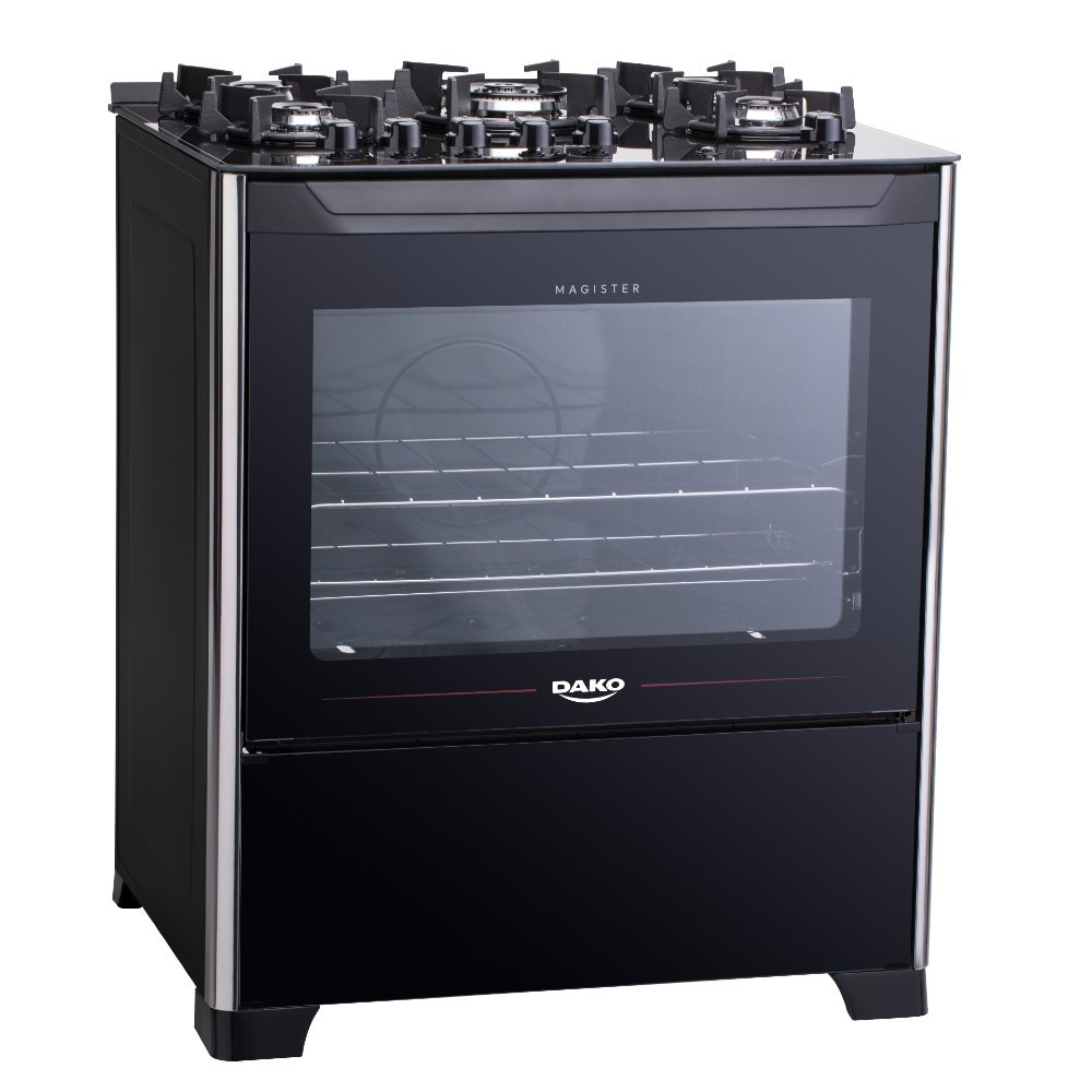 Fogão 5 Bocas Dako Magister Preto com Mesa de Vidro - Home Appliances