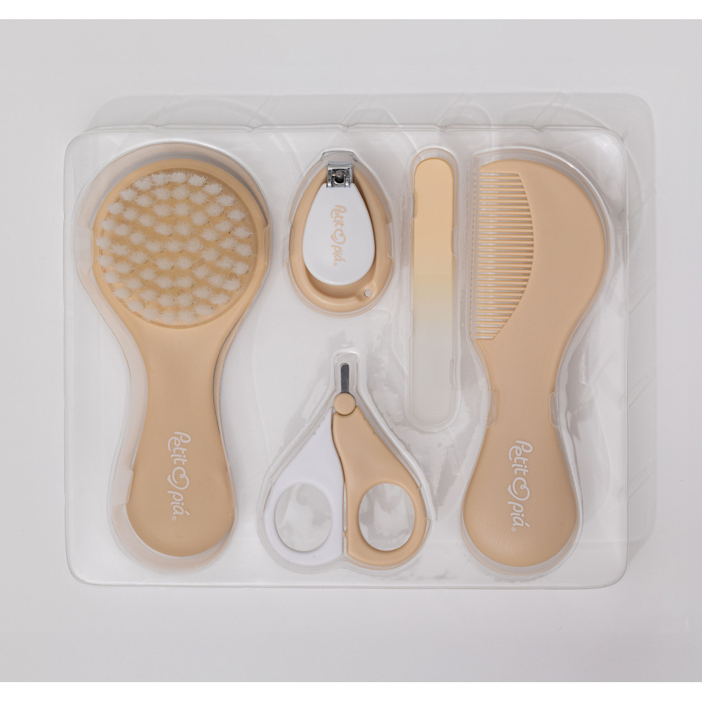 Kit Cuidados e Higiene Do Bebê 5 peças Petit Piá Nude 0m+ Utensílio
