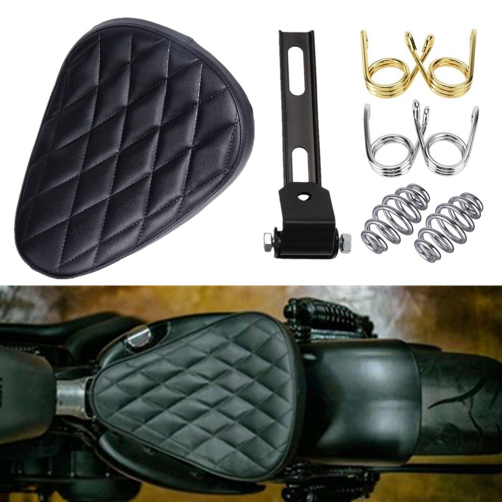 Motocicleta Universal PU Solo Frente Motorista Assento Molas Suporte Montagem Chopper Bobber Personalizado Cafer E-Bike 