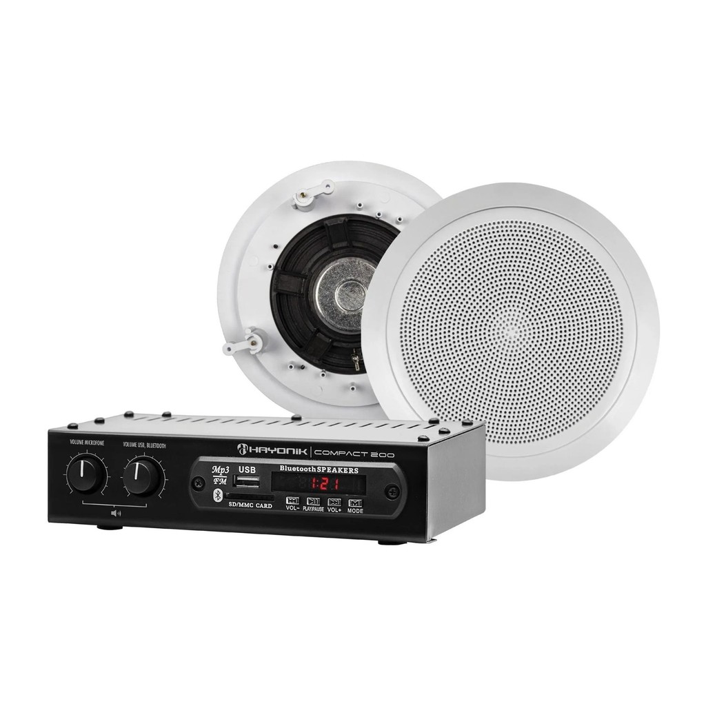 Kit Som Ambiente 200 Comfort Line 8 Ohms Amplificador 20W +  Arandelas 60W Hayonik 00073690