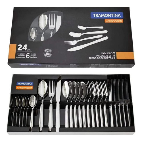 Faqueiro Tramontina Búzios Em Aço Inox Com Detalhe 24 Peças em Oferta na Shopee