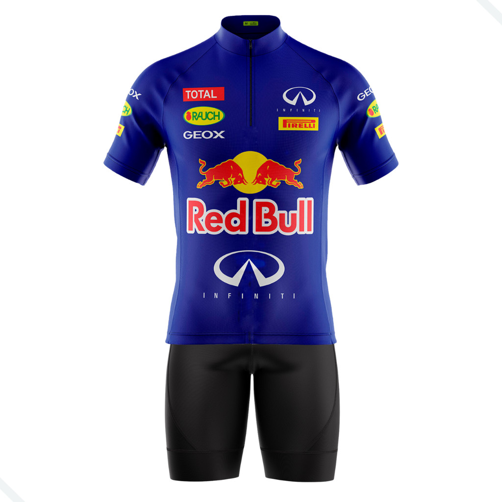 CONJUNTO CICLISMO BERMUDA E CAMISA AZUL COM BOLSOS UV 50+