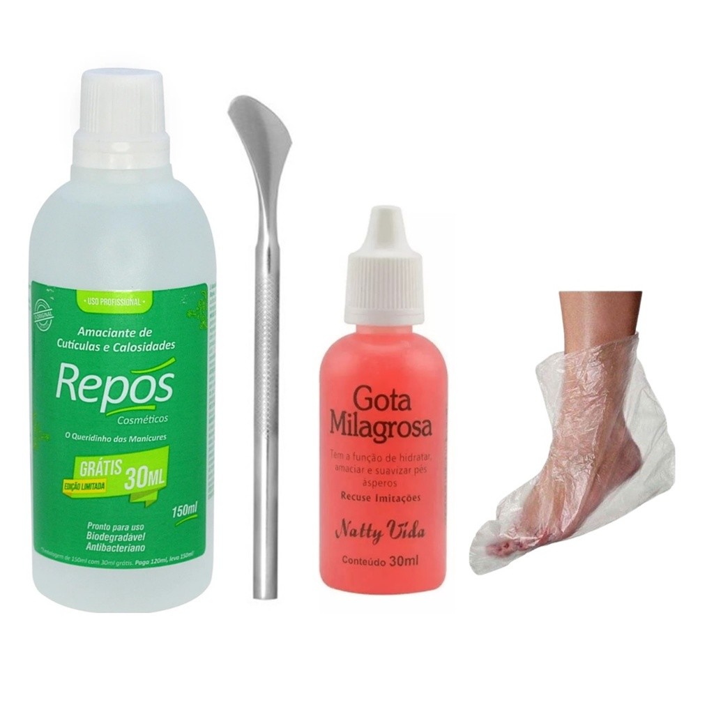 Amaciante de Cutículas Repós 150ml + 222 + Gota Milagrosa Natty 30ml + 10 Botinhas Descartáveis em Oferta na Shopee