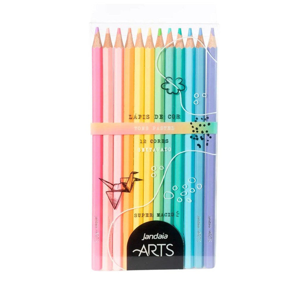 Lapis de cor 12 Cores Tom Pastel Tons Pasteis Jandaia