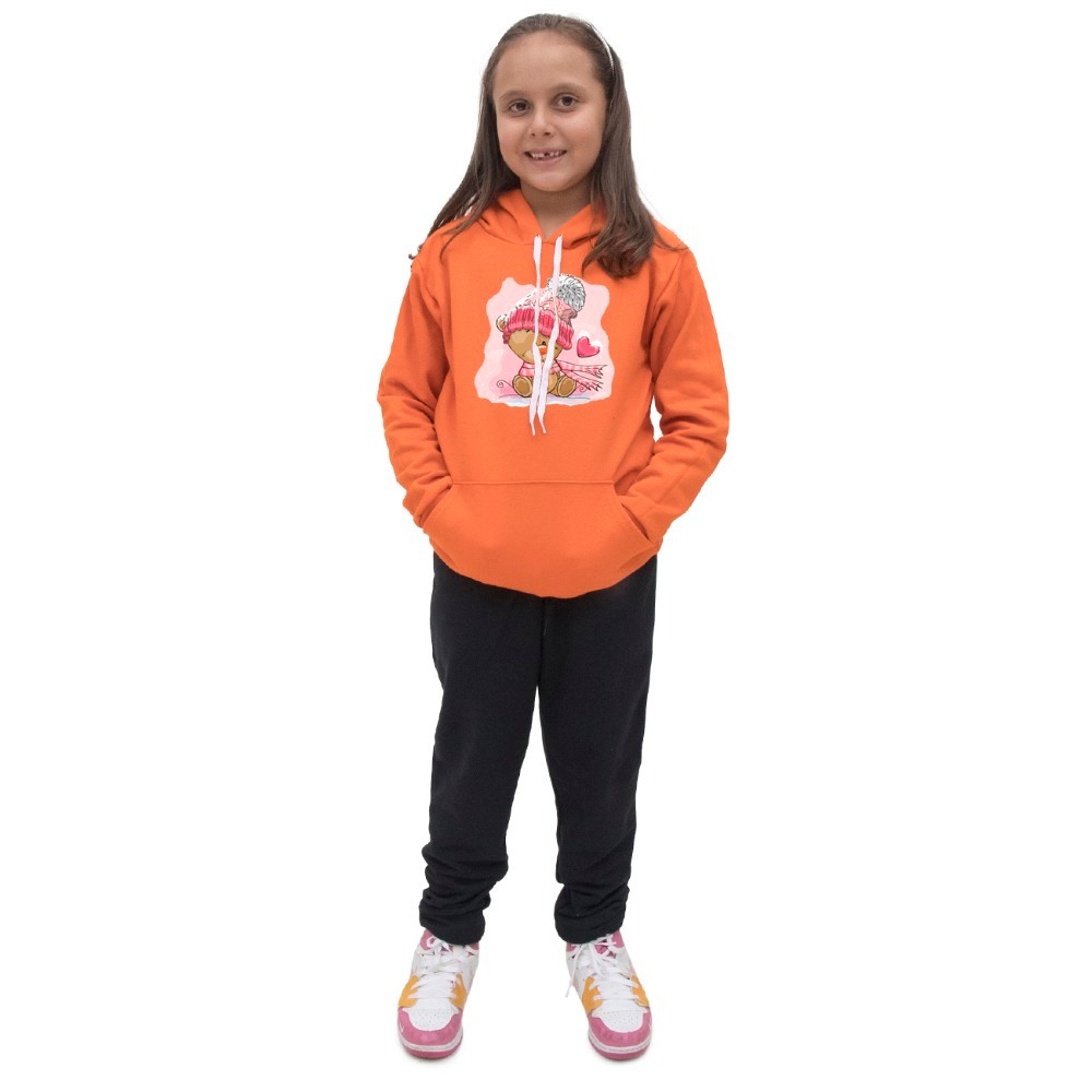 Blusa Moletom Canguru Capuz Calça Basica Ajustavel Conjunto de Frio Flanelado 50% Algodão Poliéster