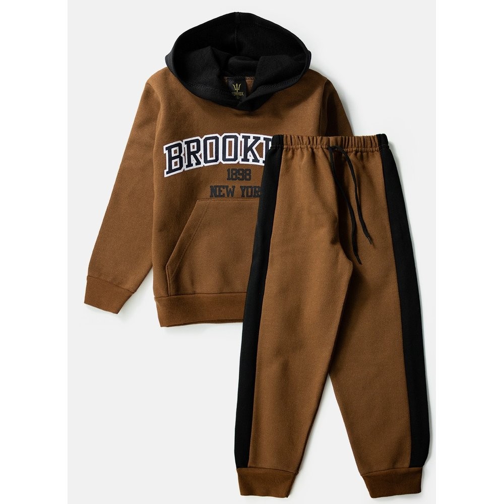 Conjunto Infantil Masculino Moletom Brooklyn Castanho 0590 - Torrox