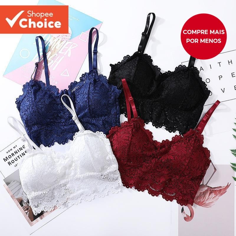Bralette De Renda Sem Fio-Push-Up Emagrecedor Para Bustos Pequenos | Design Sexy Costas