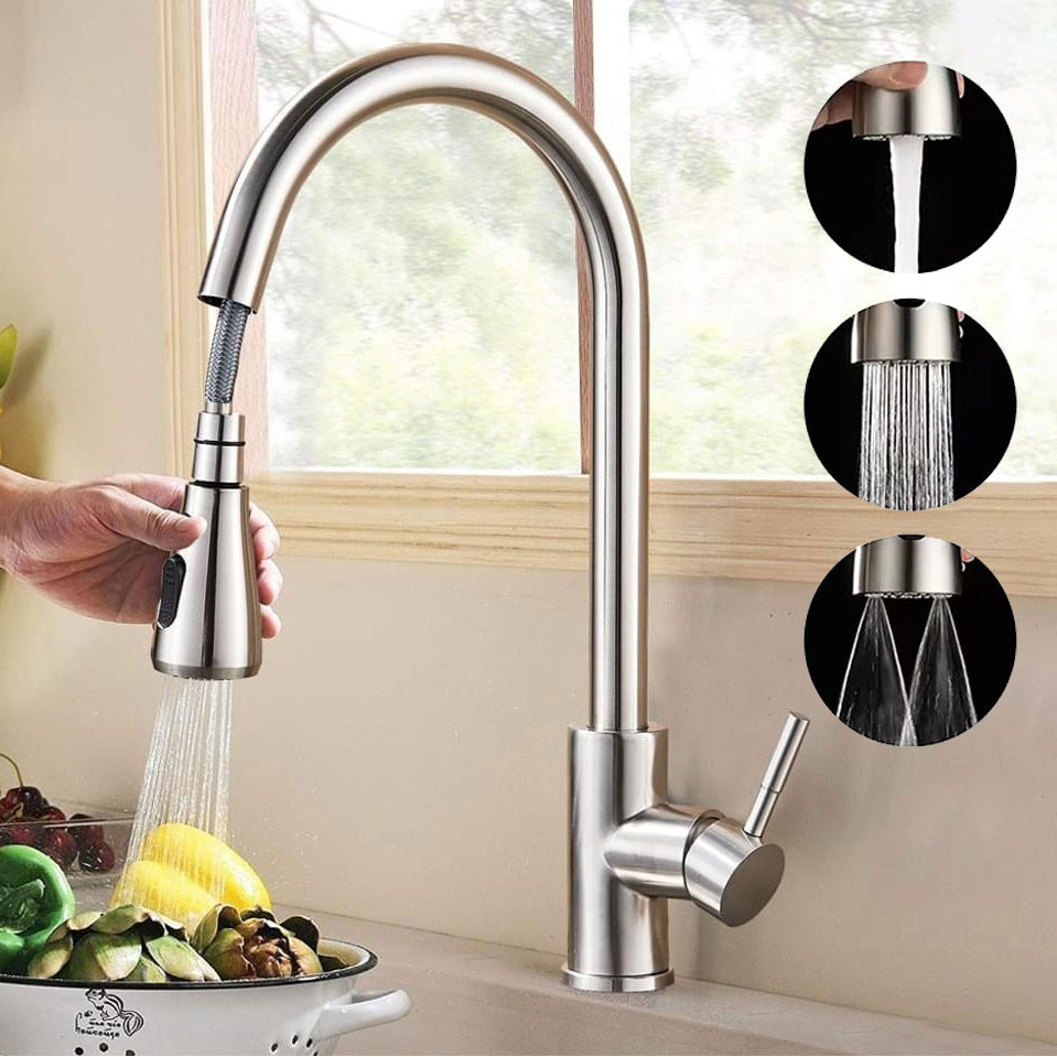 Torneira Cozinha Gourmet Misturador Monocomando Extensor Pull Down Ducha Spray Inox 304 Luxo em Oferta na Shopee