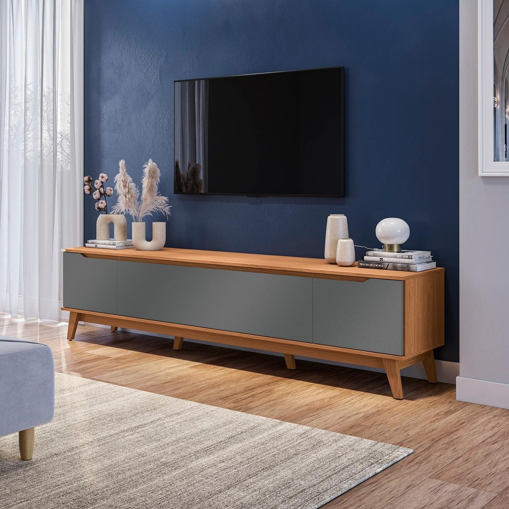 Rack Kappesberg 3 Portas Canela/Chumbo 218cm - Home & Living