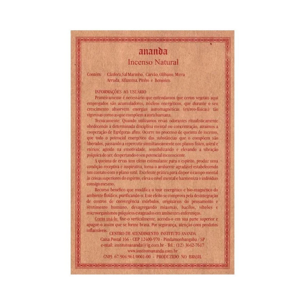 Incenso Ananda Natural Limpeza 10 Caixas com 9 Varetas cor:Preto