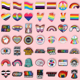 100 Estilos LGBT Gay Esmalte Broches Colorido Criativo Engraçado Pino De Metal Personalizado Arco-Íris Mochila Acessório em Oferta na Shopee