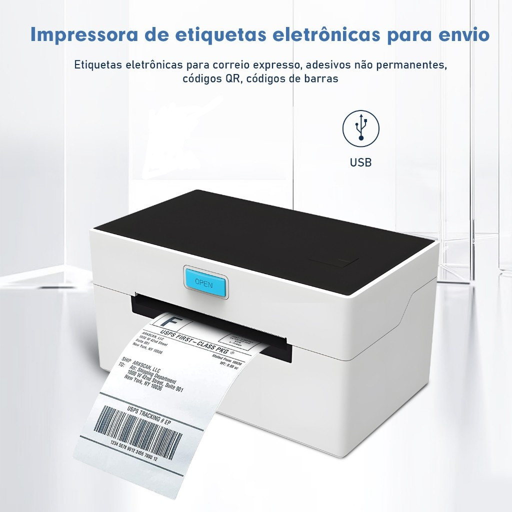 Impressora Térmica de Etiquetas Adesiva de Envios Correios USB Tipo Zebra Ecommerce Bluetooth