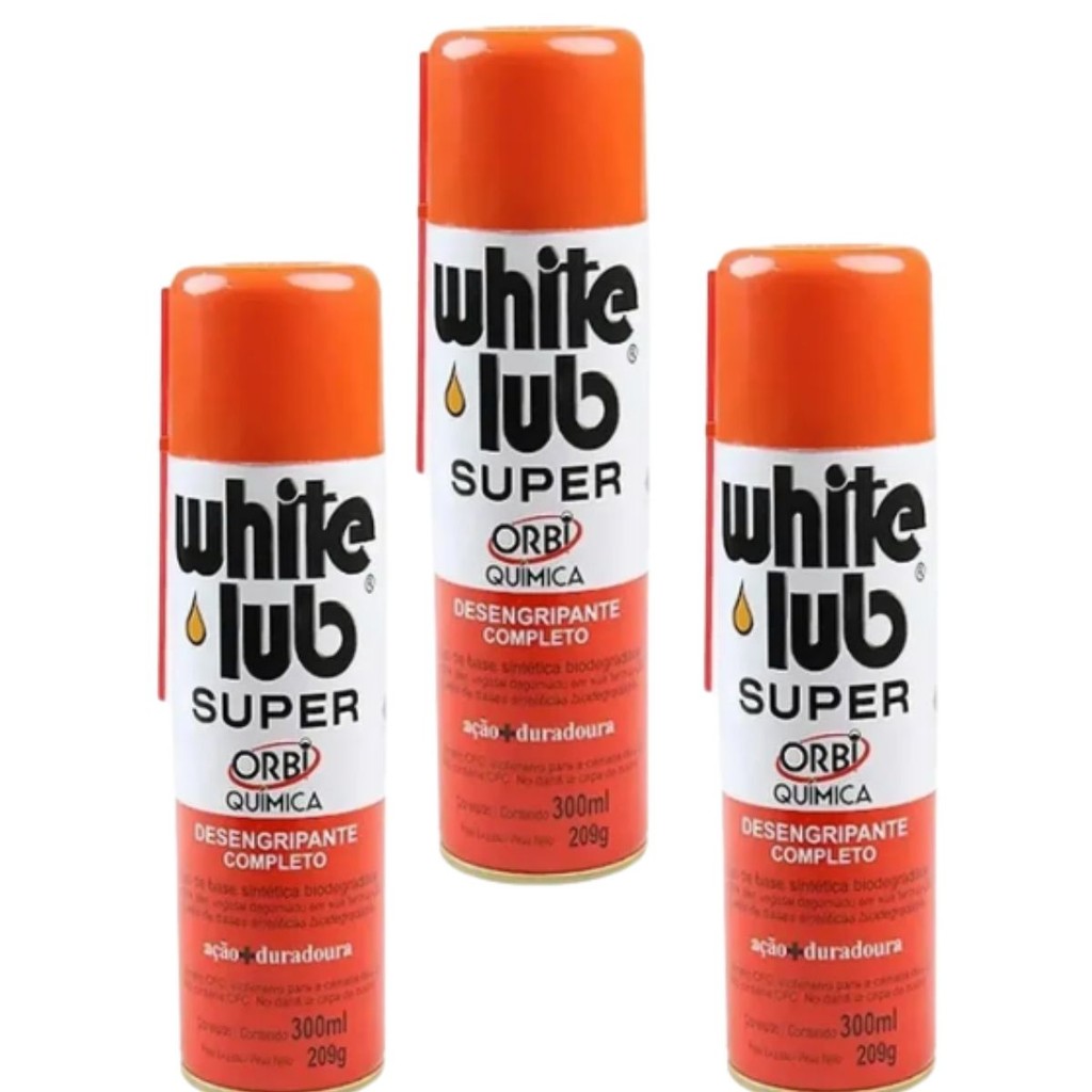 Kit 3 Desengripante Lubrificante Multiuso White Lub Super Orbi Quimica em Oferta na Shopee