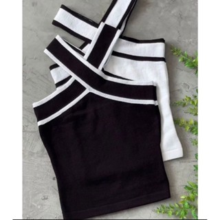 Cropped Trico Modal Feminino Com Listras Cruzado Moda Verão em Oferta na Shopee