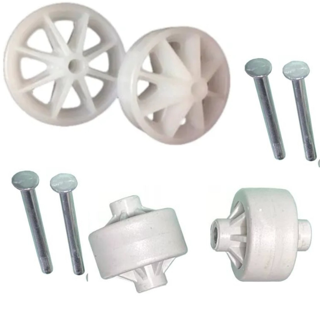 kit 4 rodinhas traseiras e dianteiras com eixo para geladeria Brastemp e Consul Original