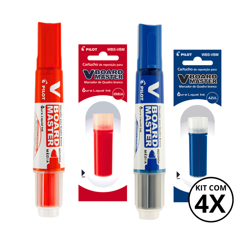 Kit com 2 Marcadores Para Quadro Branco + 2 Refis  Board Master - PILOT KITS:1 em Oferta na Shopee