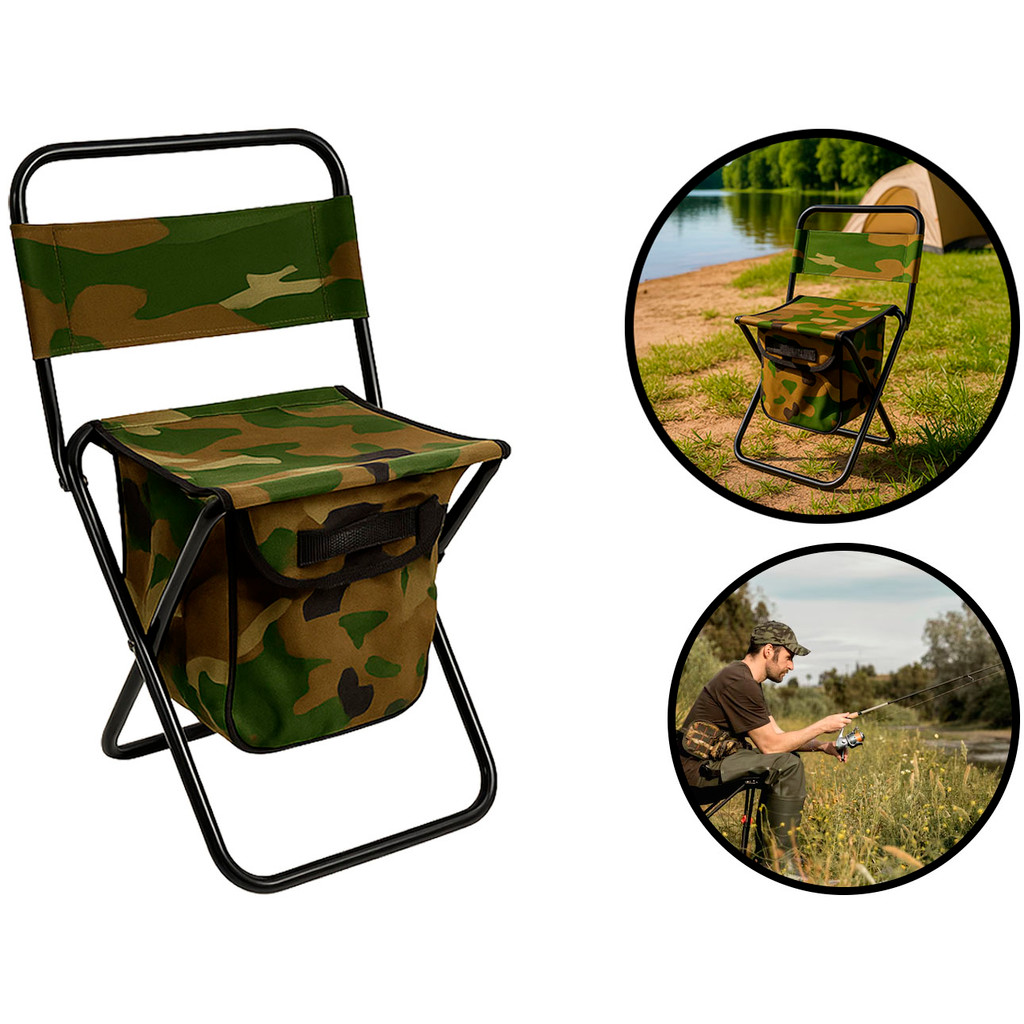 Cadeira Dobrável Portátil Para Acampamento Pesca Praia Ar Livre Capacidade Até 100kg Hutz	 em Oferta na Shopee