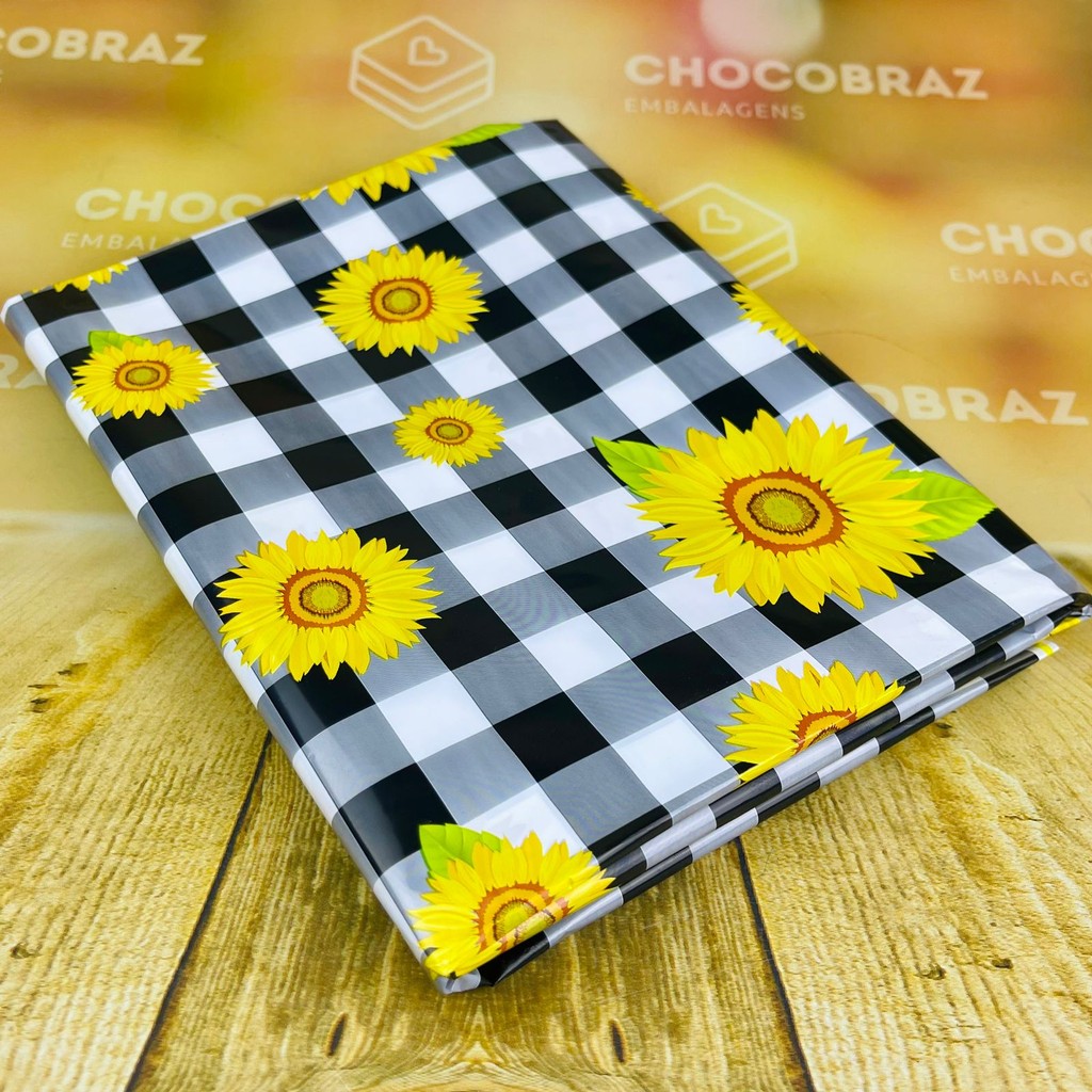 50 TOALHAS XADREZ P/FESTA GIRASSOL PRETO 78X78 INOVE FESTA JUNINA (CHOCO)
