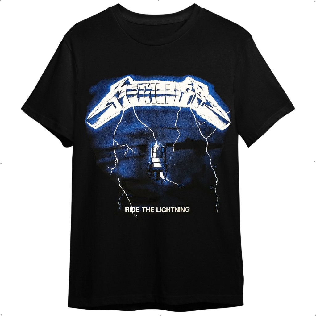 Camiseta Camisa Metallica Ride The Lightning Banda De Rock Preta Unissex Algodão