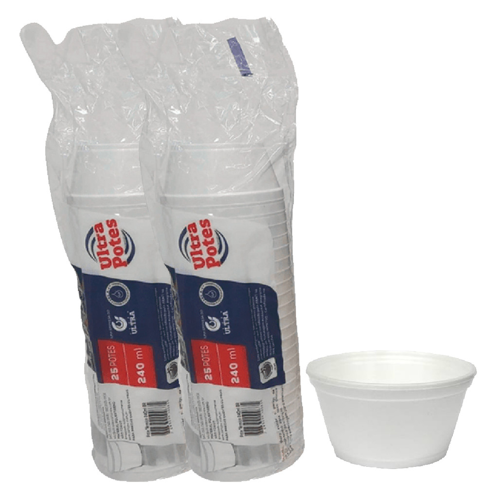 Pote Térmico De Isopor 240ml Descartável C/100 Caldo Sorvete