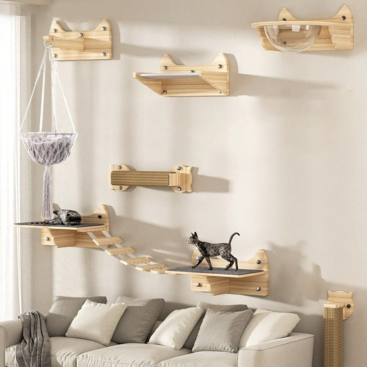Quadro De Escalada Para Gatos , Casa De Gato Sólida Com Rede Ventosa , Móveis De Parede Passos Atividades Internas , Tor