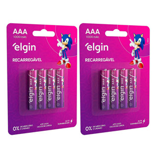 8 Pilhas Recarregável Palito Elgin AAA 1000mAh C/ 2 Cartelas em Oferta na Shopee